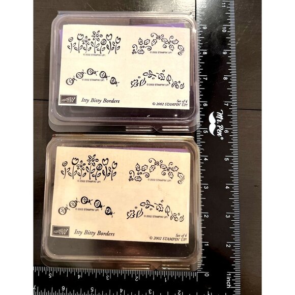 2002 Stampin Up! Itty Bitty Borders Wood-Mounted Rubber Stamp set Holiday - Picture 3 of 3